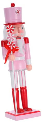 JECOMPRIS Schiaccianoci in Legno di Decorazioni Natalizie Figurine di Schiaccianoci Rosa Statua di Soldatini di Natale per Feste