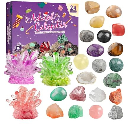 2025 Countdown -Kalender - Crystal Advent 2025 Rock Edelsteinkalender Für Erwachsene | 24 Natürliche Rockkollektion Bildungsspielzeug Wissenschaft Kit Für Männer Frauen Geburtstag