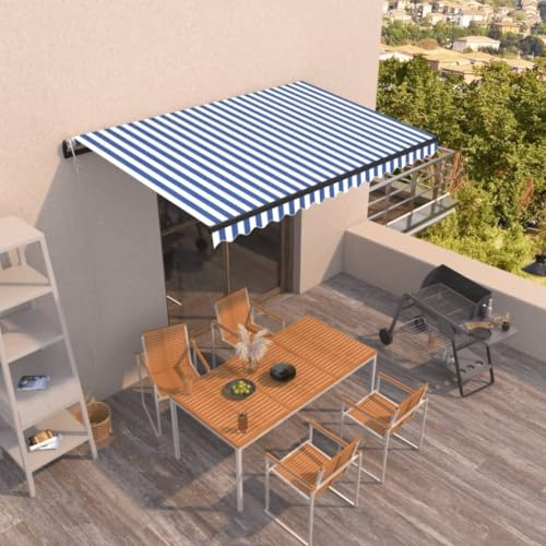 Festnight Elektrische Markise 450x350 cm Gelenkarmmarkise 350 Breit Automatisch Gelenkmarkise mit Handkurbel Kassettenmarkise Elektrisch Sonnenmarkise Terrasse Terassenmarkise Außen
