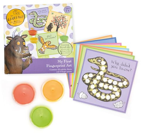 Robert Frederick The Grüffelo - Mein erster Fingerabdruck-Kunst-Set, enthält 10 Malblätter und 3 Fingerfarben, sicherer, waschbarer, kreativer Spaß für Kleinkinder ab 12 Monaten