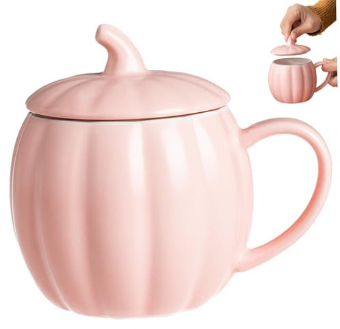 NASSMOSSE Tasse de citrouille avec couvercle 400 ml de tasse d'Halloween en céramique (style 2)