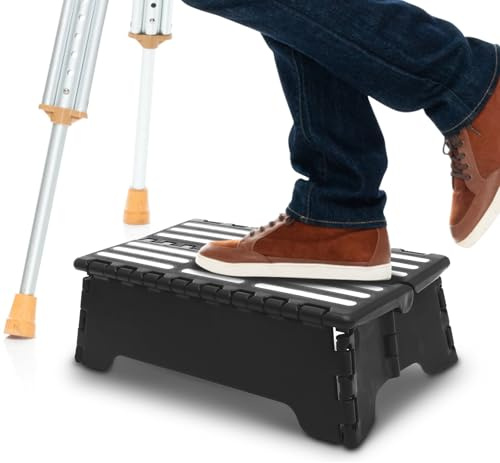 VAVPUP Sgabello pieghevole portatile, 38 x 22 x 13 cm, antiscivolo, in plastica, robusto, pieghevole, per anziani, bagno, cucina e giardino (stile 1)