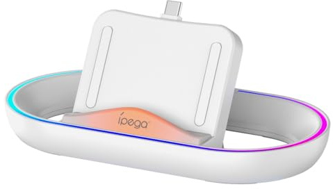 USB C Charging Dock for PSP for Portal Game Console, Portable Charging Stand with 14 RGB Light Effects and LED Indicator for Handheld Gaming Accessories