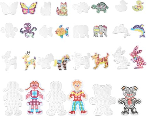 5MM Plantilla de Cuentas, 15 PCS Pegboards Plantillas Transparentes para Cuentas para Planchar con 15 Tarjetas Coloridas Placas Cuadrado Transparente para Cuenta Niños Artesanía Perla