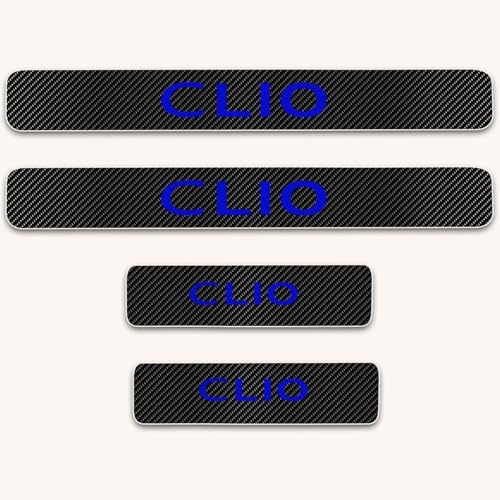 Auto Porta Davanzale Protettore Fibra Di Carbonio Soglia Adesivi 4pcs Per Renault CLIO Anti-graffio Soglia Guardia Strisce Interno Facile Installare Ingresso Protezioni Accessori (Blu)