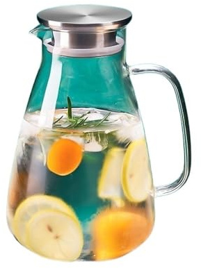 Brocche Bollitore domestico freddo resistente al calore Teiera grande capacità Brocca d'acqua Caraffa in vetro con coperchio for succhi, latte, bevande Caraffe da Tavola Brocche(2600ml)
