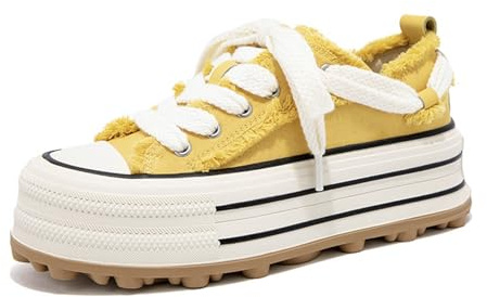 Zapatillas de mujer retro con plataforma clásica, de lona, monocolor, modernas, para caminar, cómodas, para otoño