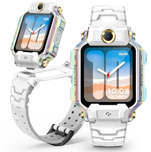 imoo X10 Montre Connectée Enfant avec GPS Localisation en Temps Réel, 4G Carte SIM, Appel Vidéo & Téléphone, Mode École, WiFi, SOS, Caméras, IPX8 Étanche-Smartwatch Enfant Garçon Fille, Blanc