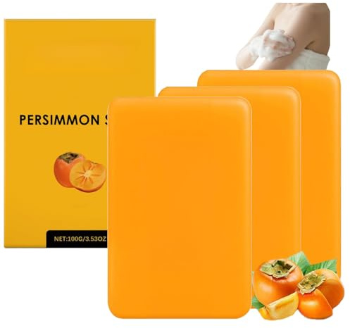 Kaki-tvål, naturlig Kaki tvålbar, persimmon duschtvål för att ta bort lukt för ansikte och kropp, K/aki-S/tvål för äldre, deodoriserande K/aki--S/tvål, närande, mild (3 st)