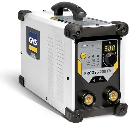 GYS, PROGYS 200 FV, Poste à Souder à l'Électrode Enrobée 200A Monophasé 110-230V (MMA), TIG DC Lift Pulsé, MMA Pulsé, Digital, Arc Force, Antisticking, Hot Start, Avec Porte-électrode, Câble de Masse