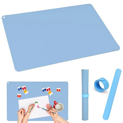 Ferizzia Alfombrilla de Manualidades para Niños, 60 x 40cm Tapete Silicona | Mantel de Silicona Para Pintar, Alfombrillas de Siliconas, para Repostería, Manteles Individuales, Manualidade
