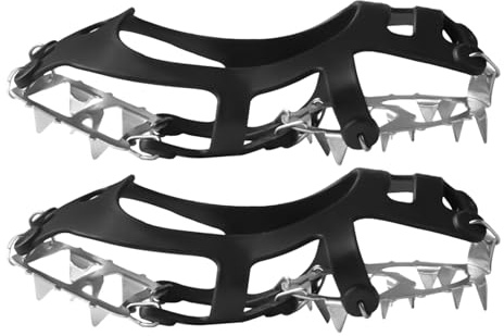 Rechory Tacos de hielo para botas, crampones antideslizantes universales de acero inoxidable, pinzas para zapatos de hielo, para hombres y mujeres, caminar, invierno, al aire libre, escalada, pesca