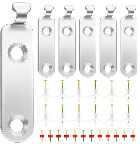 6 Pcs Heavy Duty Picture Hooks for Plasterboard Walls,Picture Hanging Hooks,Invisible Heavy Duty Mirror Hanging Kit for Canvas Frames Mirror Wall Hangers+Plasterboard Screws and Plugs Set, to 40KG