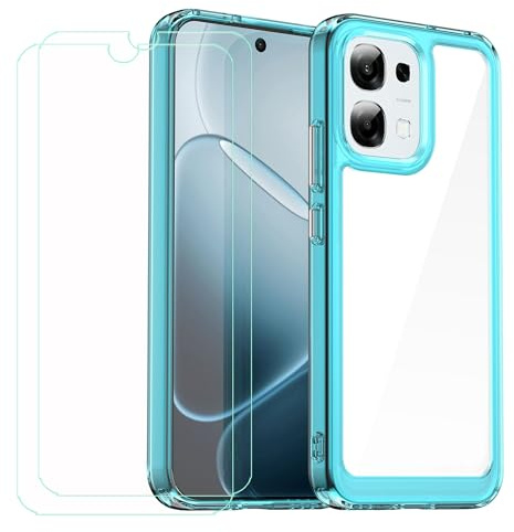 GYDQQKJ Funda para OPPO A6 Pro 5G /CPH2781 + 2 Piezas Vidrio Protector de Pantalla Cristal Templado Film, Translúcido Azul Suave TPU Silicona Cover Carcasa Caso Case para CPH2781 (6.57)