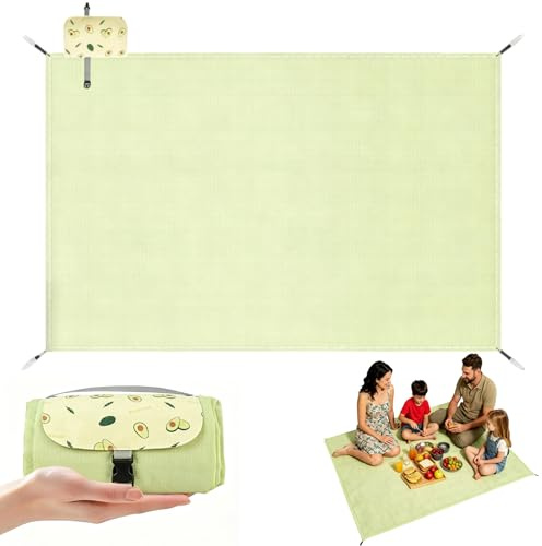 CECOMBINE Mini Picknickdecke 100x150 cm, wasserdichte, Ultraleichte, Tragbare Grasgrüne Picknickdecke mit 4 Heringen, Maschinenwaschbare Kleine Outdoor Stranddecke (Grasgrüne, 100x150 cm)