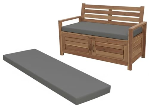 Cuddle Cloud Waterproof Garden Keter Bench Cushion Seat Pad Replacement Cushion for Iceni & Eden Storage Box 128x50x5cm Lightweight & Durable Seat Pad Cushions (Grey)