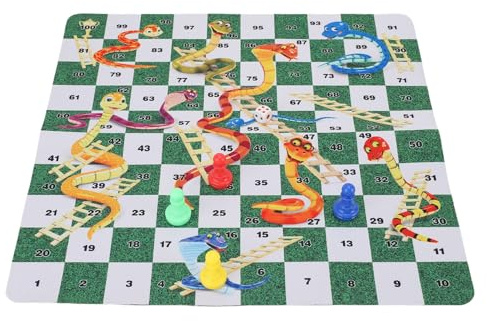 Depisuta Snakes and Ladders Board Game Set, 13.78inch Lassic Strategy Game for Family Night, Educational Travel Set Kids Toddlers Travel Picnic