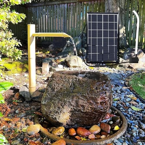 Fontana Solare, Kit Laghetto da Giardino Giapponese con Pannello Solare da 6w, Pompa, Filtro Dellacqua E Tubo da 2 M per Patio, Decorazione per Interni/Esterni