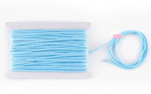 WedDecor Nylon String Trim Cord 1.2mm Paracord Satin Braided Twisted Synthetic Rattail Cords for Chinese knot Beading Jewellery making Macrame, Baby Blue, 10 meters | Paracord Synthetic Rattail Cords for Chinese knot Beading Jewellery making Macrame
