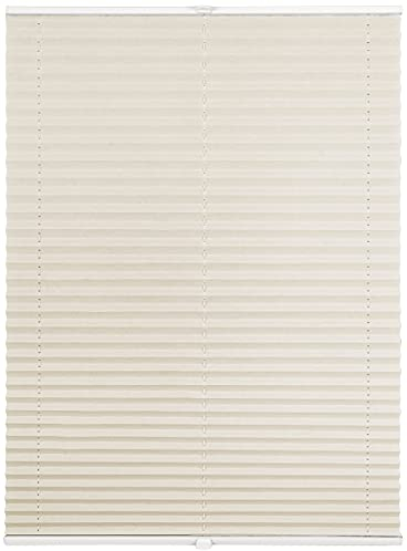 ondeco Plissee auf Maß Crushed-Optik für alle Fenster innen, Montage in Glasleiste mit Spannschuh, Sonnenschutz-Rollo lichtschutz und Blickdicht Beige B: 71-80 cm, H: 40-100 cm