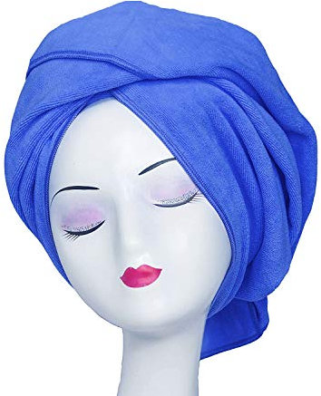 TANCANO Grande asciugamano in microfibra per capelli ricci 60 x 119 cm, anti crespo, super assorbente, asciugamano multifunzione per bagno e spa, colore blu
