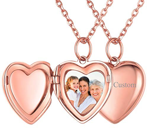 FaithHeart Rosegold Medaillon Herzform Anhänger Bild Halter Amulett Schmuck Romantisches Geschenk für Mama Tochter