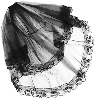 Minkissy Halloween Schleier Schwarzer Spitzenschleier Halloween Schleier Stirnband Tag Der Toten Kopfbedeckung für Hochzeitsfeier