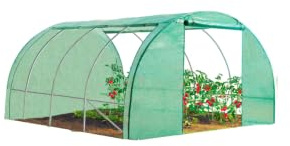 IDMarket – Invernadero túnel de jardín de 4 estaciones, 12 m², color verde, 4 x 3 m