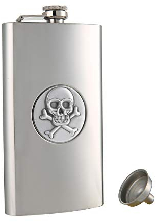 TANEAXON le Crâne Flasque de Poche en avec entonnoir et Boîte Acier Inoxydable Motif Tête de Mort 340 ml