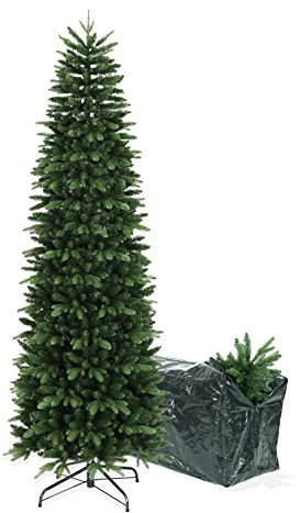 BOP Albero Di Natale Slim Enea 150 Cm, In PVC e PE Real Touch, Con Custodia Omaggio, Apertura a Ombrello, Fogliame Folto e Realistico in PVC e Polietilene, Design Snello e Slanciato, Alto e Stretto