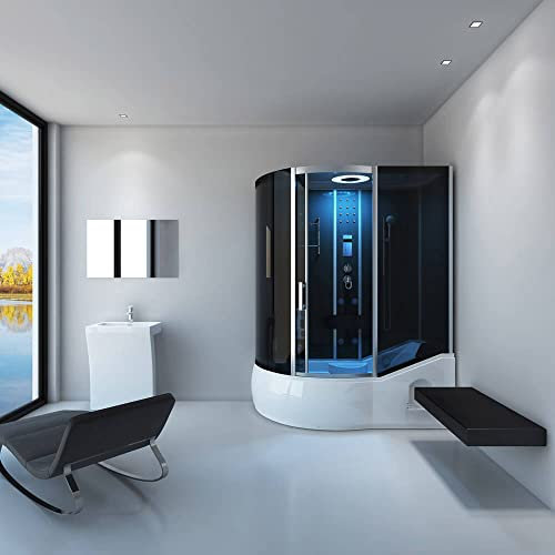Home Deluxe - Duschtempel ALL IN 4in1 - Schwarz, 170 x 90 x 220 cm Links - inkl. Dampffunktion, Regendusche und Fußmassage I Dampfsauna, Duschtempel Whirlpool Fertigdusche