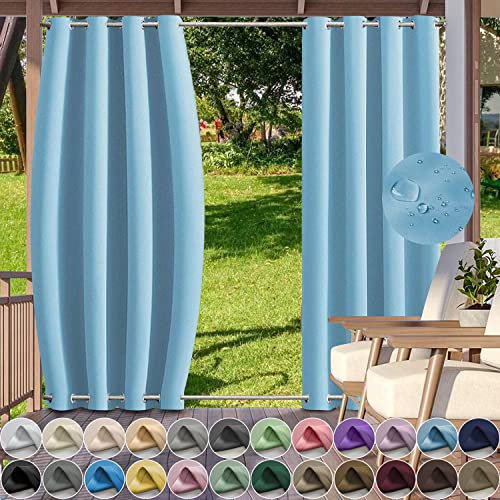 YangAera Outdoor Vorhang Winddicht Wasserdicht Blickdicht UV Schutz Sichtschutz Gardinen mit Ösen Oben und Unten, Outdoorvorhänge für Balkon Terrasse Veranda Pergola-12# B155xH241cm-1 Stück