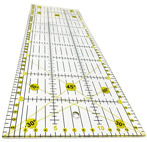 Snadi - Patchwork Lineal 15 x 60 cm | Präzises Schneiden für Nähen und Handwerk | Schnittmusterlineale | Langlebiges Acryl | Sichtbarkeit auf Dunklen Stoffen | Quilten | Transparent