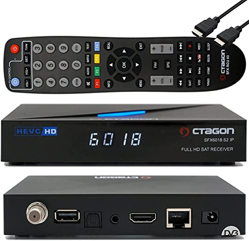 Octagon SFX6018 S2+IP WL 1 x DVB-S2 HD H.265 HEVC, E2 Linux Smart Receiver, récepteur satellite, fonction d'enregistrement, lecteur de carte, YouTube, radio Web, 150 Mbit/s WiFi interne, HDMI, noir