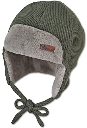 Sterntaler Baby - Jungen Strickmütze Baby Fliegermütze Strick mit Flausch, spinat, 47