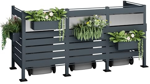 Westmann 3er Mülltonnenverkleidung Planum | Metall 240x80x120 cm Grau/Hellgrau | Mülltonnen Sichtschutz & Mülltonnenbox für 3 Mülltonnen
