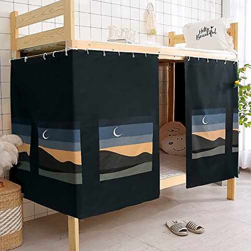 FakeFace 2pcs 1.15m(H) Bettvorhang Vorhang Hochbett Schlafzelt Staubdicht Bett Zelt Vorhang Kinderbett Etagenbett Schlaf Privatsphäre Vorhänge für Studentenwohnheim Kinderzimmer,Mond-Muster