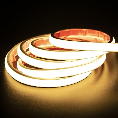 pcning COB LED Strip Aussenbereich Wasserdicht 220V 230V 2M Selbstklebend Warmweiss mit Stecker, 2 Meter IP67 LED Streifen Klebend (Warmweiss, 2)