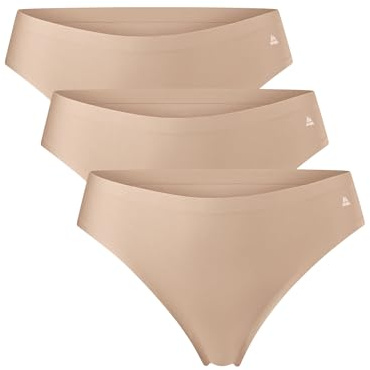DANISH ENDURANCE Women's Invisible Thong Knickers, No-show Panties, Workout Underwear, 3 Pack