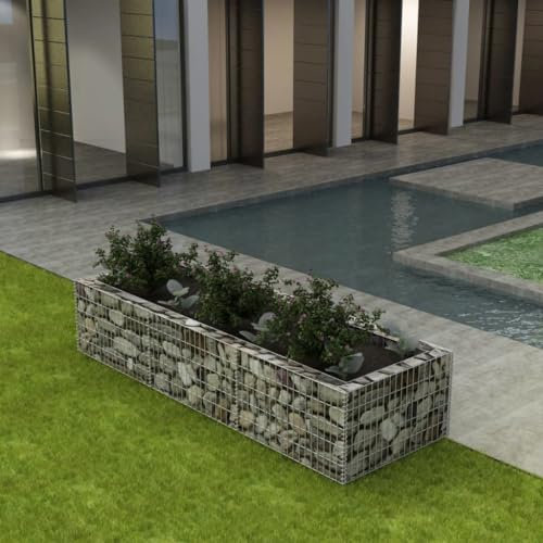 Gabionen Wandgitter Stabmattenzaun Metallgitter Gartenzaun Metall Gabionen-Hochbeet Stahl 270×90×50 cm