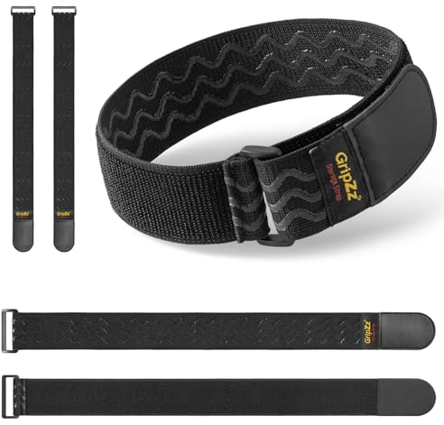 GripZz Bandas Elásticas con Hebilla 61 cm x 5 cm (pack de 5), Correas de Gancho y Bucle Ajustables y Reutilizables para Organizar Cables de Extensión, Mangueras, Bicicletas, Taller y garaje