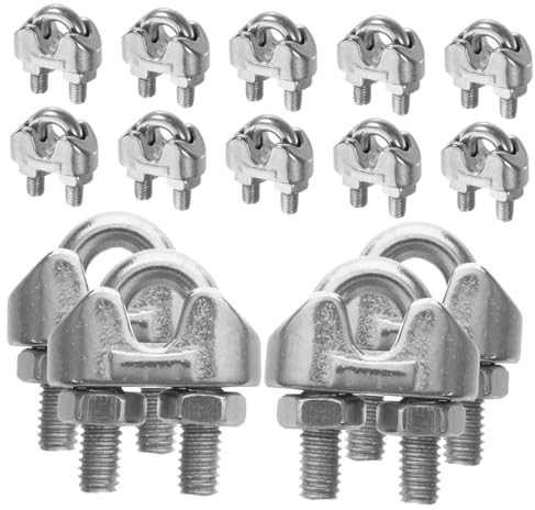 VINTORKY 20St Kabelklemme Drahtseilklemme aus Edelstahl Drahtklemme Seilklemmen Kabelclip Kabelklemmgriffe Seilklemme für Winde Metall Seilclip Fingerhut einstellen Rostfreier Stahl