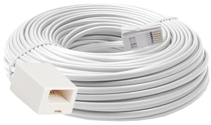 XINTONG Cavo di prolunga telefonico da 20 m, cavo di prolunga telefonico, linea telefonica per telefono fisso del Regno Unito, compatibile con BT & RJ11, fax di casa e ufficio, telefono cablato