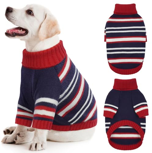 Kuoser Hundepullover für Mittelgroße Hunde, Winter Fleece Wintermantel, Elastisch Hundepulli, Warmer Weihnachtspullover Shirt Kleidung L