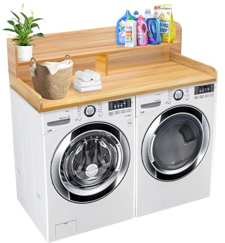 Royxen Laundry Countertop with Storage Universal Fit, Washer and Dryer Countertop with Shelf, Laundry Room Storage, 2-Tier Shelf (Oak)