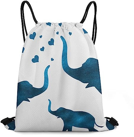 Klapprucksack Die Liebe Der Familie Zum Elefanten Gym Bag Waschmaschinenfest Turnbeutel Mit Kordelzug Bedruckt Reiserucksack Für Yoga, Outdoor, Strand, 36X42Cm