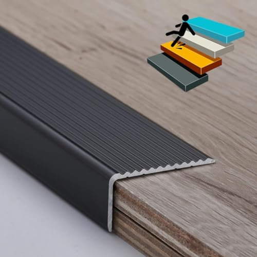 Übergangsleisten für Böden, Abdeckstreifen, Übergangsleiste für Boden, Treppenkante aus Aluminium, Treppenkanten für Laminatböden mit Anti-Rutsch-Rillen, Einstiegsleiste/Gold