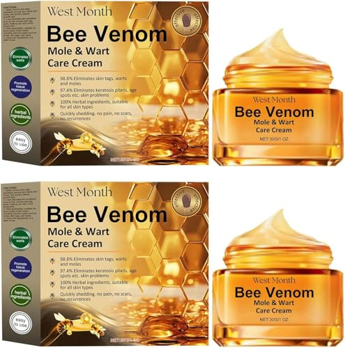 Bienengift Warzen- und Etikettenentferner, Bienengift War-t & Moles Entfernungscreme, Entferner für alle Hauttypen, einfache Anwendung und keine Reizung (2 Stück)