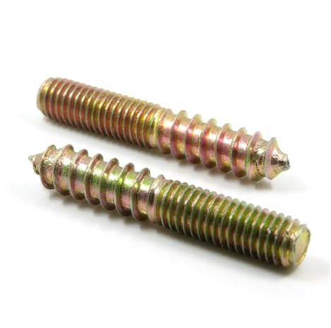 Voirrow 50 Stück M4/M5, 16-50 mm Stockschraube Holz auf Metalldübel Doppelseitige Möbelbefestigung Selbstschneidende Schrauben Holzgewindebolzen(M5X50MM)