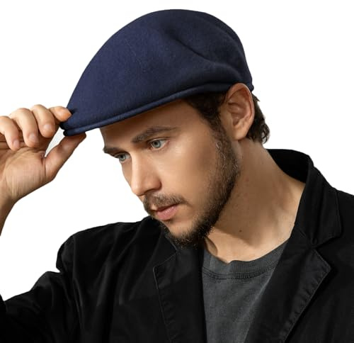 Gorras de mezcla de lana para hombre estilo Newsboy, gorra plana clásica estilo Ivy, gorra de taxista Gatsby, gorra de invierno tipo boina para hombres, azul marino, M
